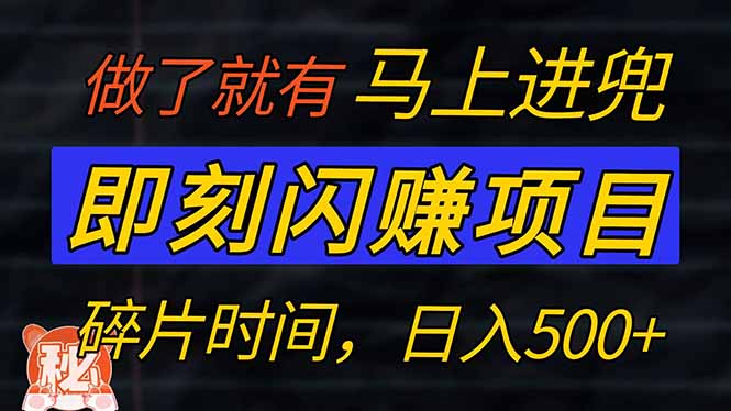 零门槛 即刻闪赚项目！！！仅手机操作，利用碎片时间，轻松日赚500+-点子口袋网