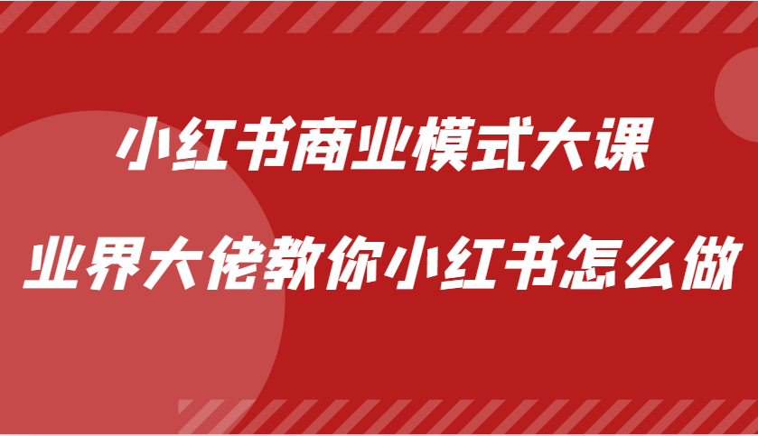 小红书商业模式大课，业界大佬教你小红书怎么做【视频课】-点子口袋网