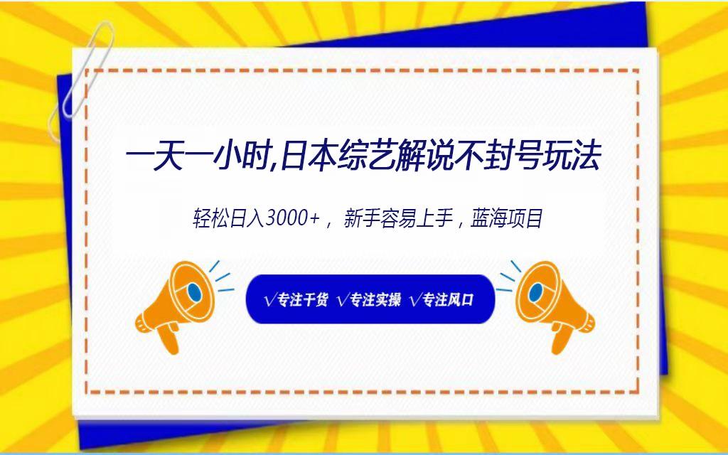 日本综艺解说不封号玩法，轻松日入1000+，全新赛道-点子口袋网