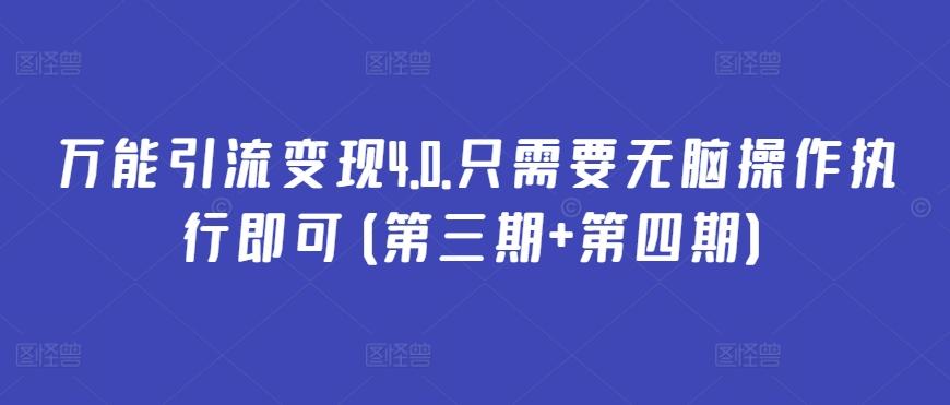 万能引流变现4.0.只需要无脑操作执行即可(第三期+第四期)-点子口袋网