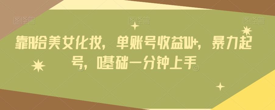 靠AI给美女化妆，单账号收益1W+，暴力起号，0基础一分钟上手-点子口袋网