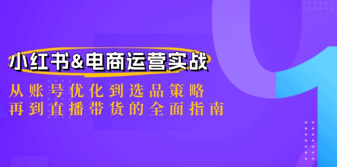 小红书&电商运营实战：从账号优化到选品策略，再到直播带货的全面指南-点子口袋网