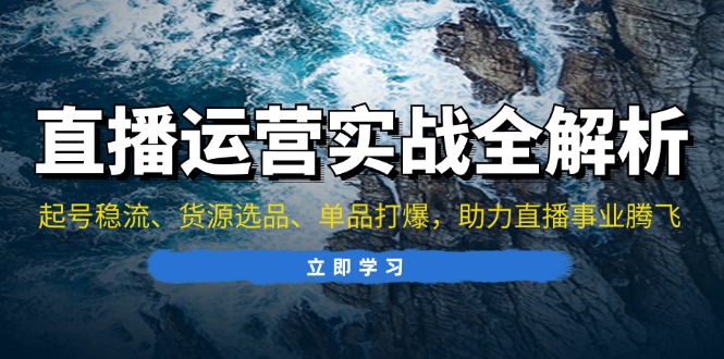 直播运营实战全解析：起号稳流、货源选品、单品打爆，助力直播事业腾飞-点子口袋网