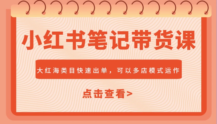 小红书笔记带货课，大红海类目快速出单，市场大，可以多店模式运作-点子口袋网