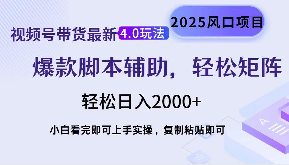 视频号带货最新4.0玩法，作品制作简单，当天起号，复制粘贴，轻松矩阵...-点子口袋网