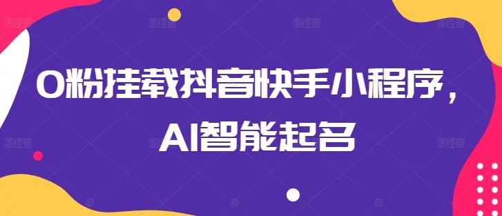 0粉挂载抖音快手小程序，AI智能起名-点子口袋网