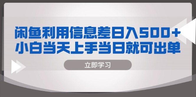 闲鱼利用信息差 日入500+  小白当天上手 当日就可出单-点子口袋网