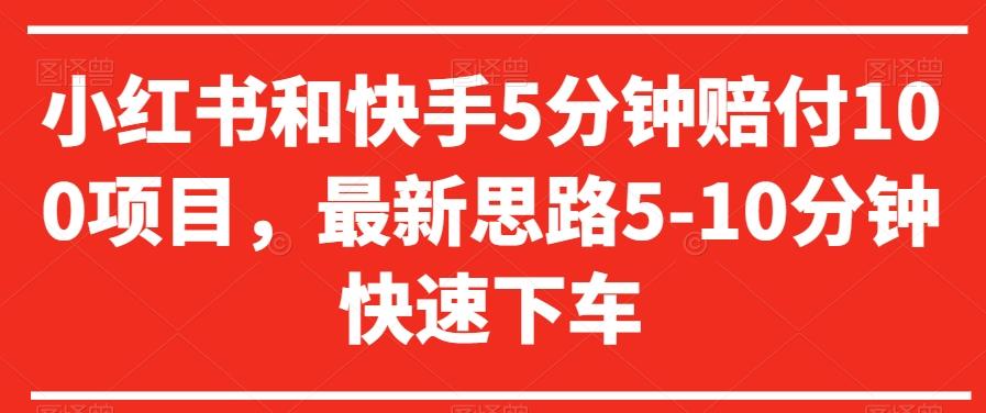 小红书和快手5分钟赔付100项目，最新思路5-10分钟快速下车【仅揭秘】-点子口袋网