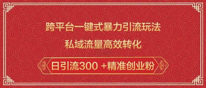 跨平台一键式暴力引流玩法，私域流量高效转化日引流300 +精准创业粉-点子口袋网