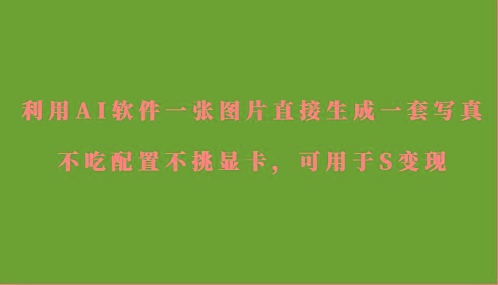 利用AI软件只需一张图片直接生成一套写真，不吃配置不挑显卡，可用于S变现-点子口袋网