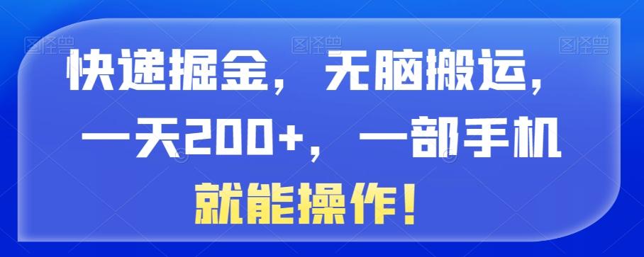 快递掘金，无脑搬运，一天200+，一部手机就能操作！-点子口袋网