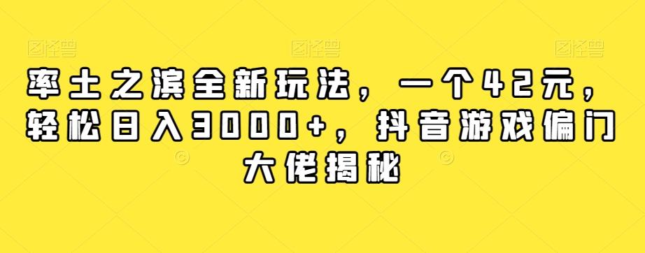 率土之滨全新玩法，一个42元，轻松日入3000+，抖音游戏偏门大佬揭秘-点子口袋网