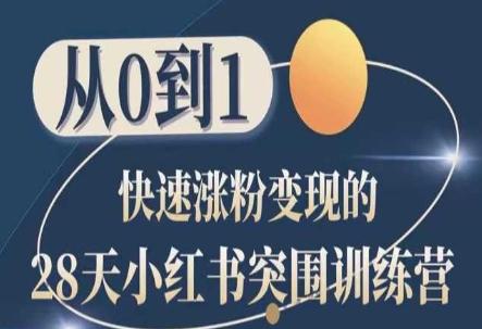 28天小红书突围训练营，从0到1快速涨粉变现-点子口袋网