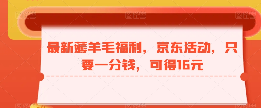 最新薅羊毛福利，京东活动，只要一分钱，可得16元-点子口袋网