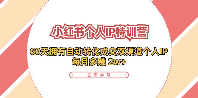 小红书个人IP陪跑营：两个月打造自动转化成交的多渠道个人IP，每月收入2w+(30节)-点子口袋网