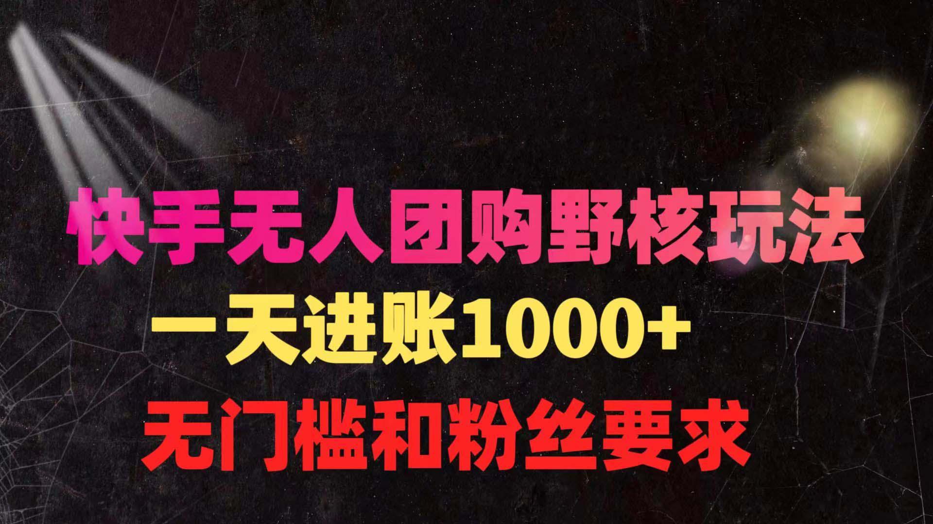 (9638期)快手无人团购带货野核玩法，一天4位数 无任何门槛-点子口袋网