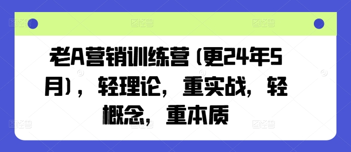 老A营销训练营(更24年10月)，轻理论，重实战，轻概念，重本质-点子口袋网