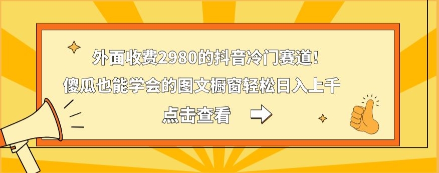 外面收费2980的抖音冷门赛道！傻瓜也能学会的图文橱窗轻松日入上千-点子口袋网