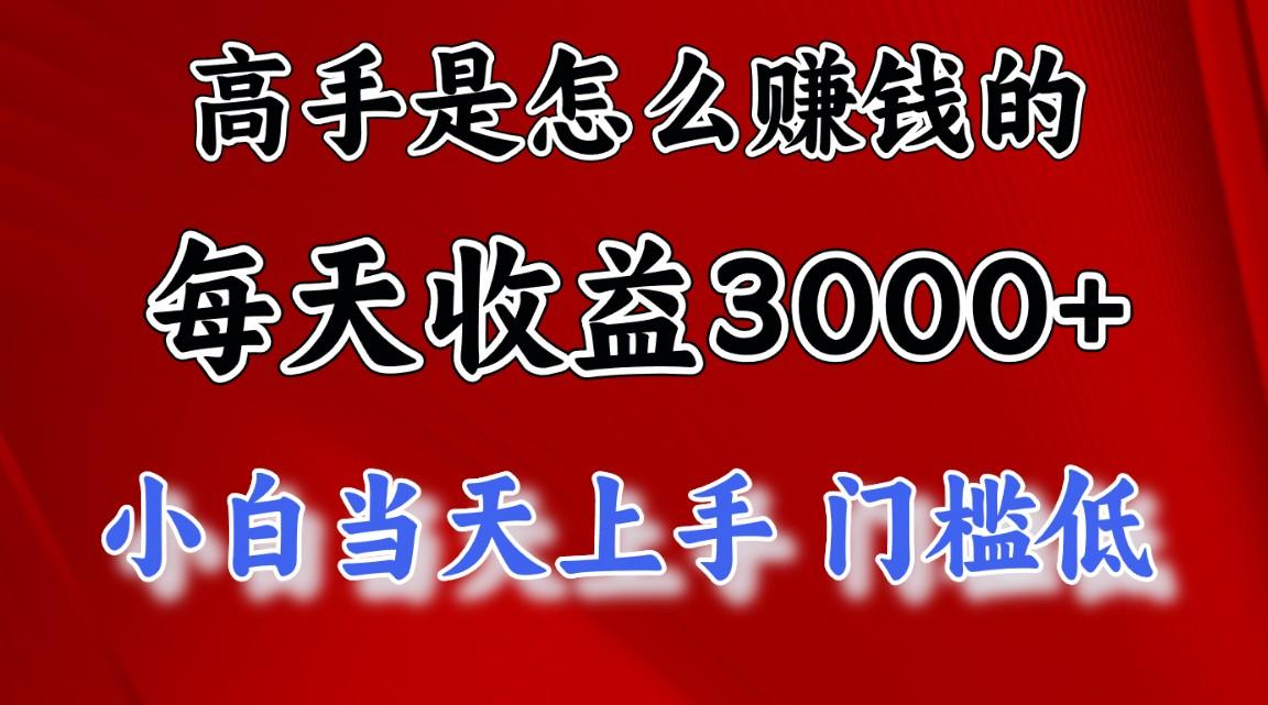 高手是怎么赚钱的，一天收益3000+ 这是穷人逆风翻盘的一个项目，非常稳...-点子口袋网