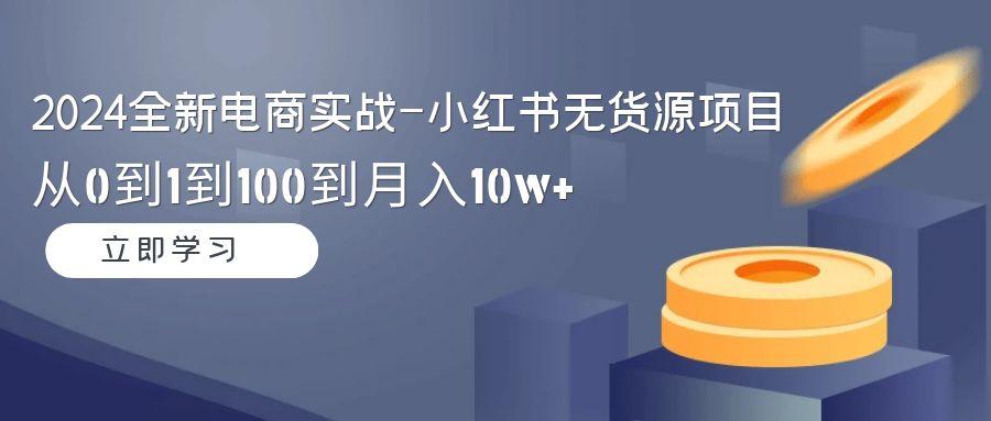 2024全新电商实战-小红书无货源项目：从0到1到100到月入10w+-点子口袋网