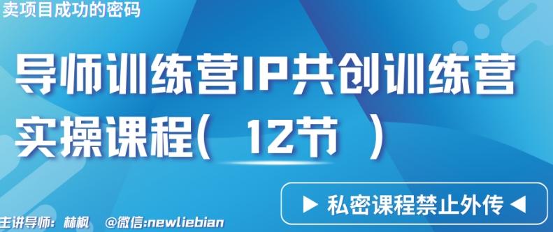 导师训练营3.0IP共创训练营私密实操课程(12节)-卖项目的密码成功秘诀【揭秘】-点子口袋网