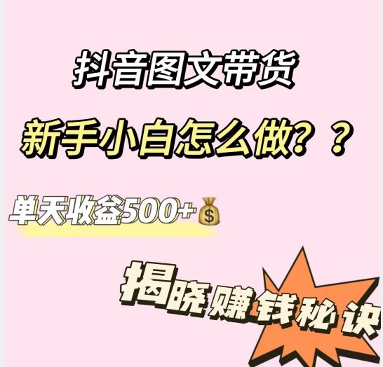 抖音图文带货，新手小白怎么做？单天收益500+【揭秘赚钱秘诀】-点子口袋网