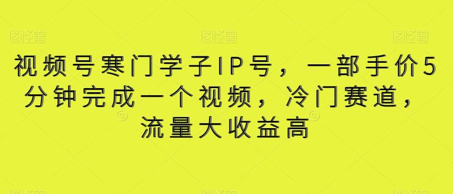 视频号寒门学子IP号，一部手价5分钟完成一个视频，冷门赛道，流量大收益高【揭秘】-点子口袋网