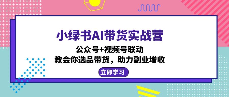 小绿书AI带货实战营：公众号+视频号联动，教会你选品带货，助力副业增收-点子口袋网