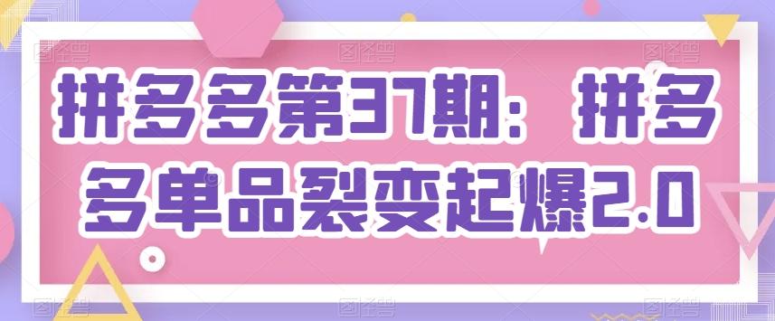 拼多多第37期：拼多多单品裂变起爆2.0-点子口袋网