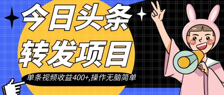 今日头条转发项目，单条视频收益400+,操作无脑简单【揭秘】-点子口袋网