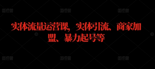 实体流量运营课，实体引流、商家加盟、暴力起号等-点子口袋网