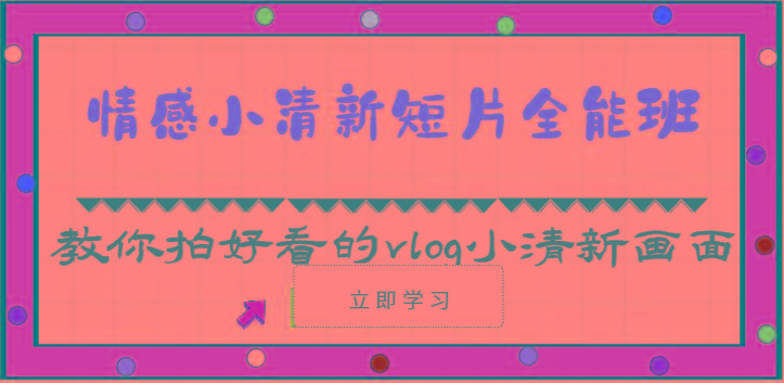 情感小清新短片全能班-教你拍好看的vlog小清新画面(30节课)-点子口袋网