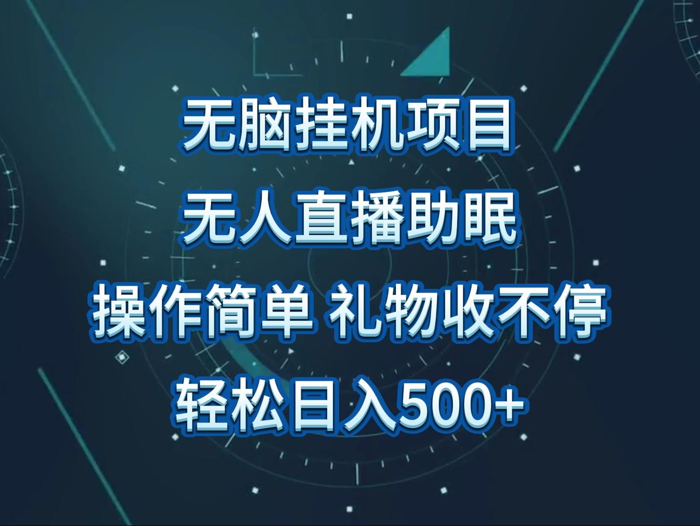 无人直播助眠项目，无脑挂机，操作简单，解放双手，礼物刷不停-点子口袋网