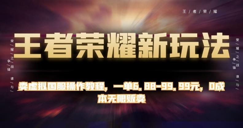王者荣耀新玩法，卖虚拟国服操作教程，一单6.88-99.99元，0成本无限贩卖【揭秘】-点子口袋网