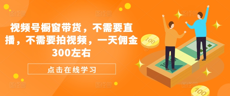视频号橱窗带货，不需要直播，不需要拍视频，一天佣金300左右-点子口袋网