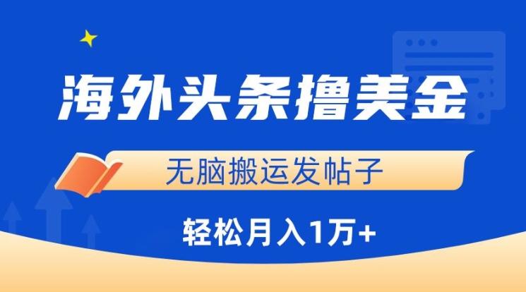 海外头条撸美金，无脑搬运发帖子，月入1万+，小白轻松掌握【揭秘】-点子口袋网