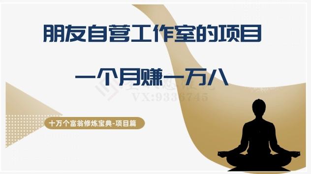 十万个富翁修炼宝典之16.朋友自营工作室的项目，一个月赚一万八-点子口袋网