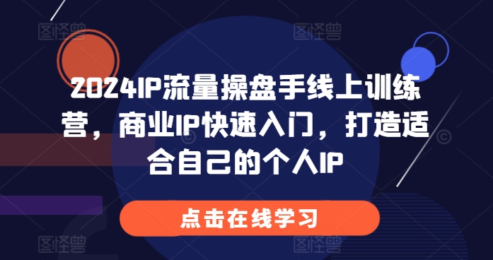 2024IP流量操盘手线上训练营，商业IP快速入门，打造适合自己的个人IP-点子口袋网