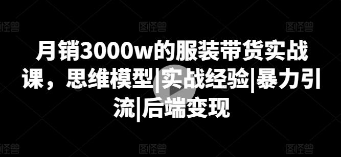 月销3000w的服装带货实战课，思维模型|实战经验|暴力引流|后端变现-点子口袋网