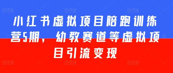 小红书虚拟项目陪跑训练营5期，幼教赛道等虚拟项目引流变现-点子口袋网