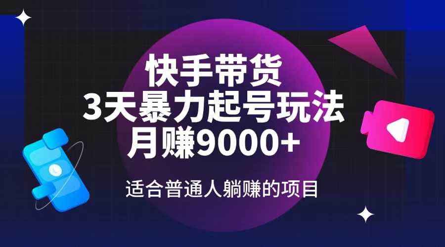 快手带货，3天起号暴力玩法，月赚9000+，适合普通人躺赚的项目-点子口袋网