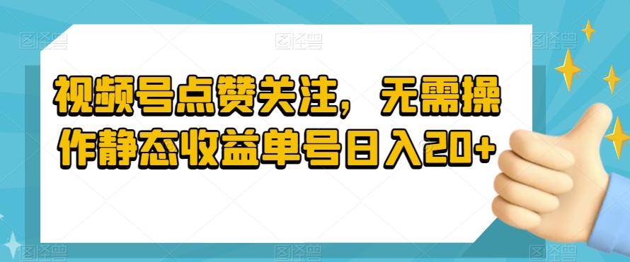 视频号点赞关注，无需操作静态收益单号日入20+-点子口袋网