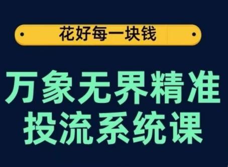 万象无界精准投流系统课，从关键词到推荐，从万象台到达摩盘，从底层原理到实操步骤-点子口袋网