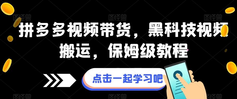 拼多多视频带货，黑科技视频搬运，保姆级教程-点子口袋网