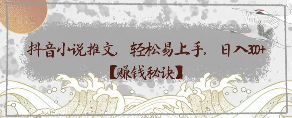 抖音小说推文，轻松易上手，日入300+【赚钱秘诀】-点子口袋网