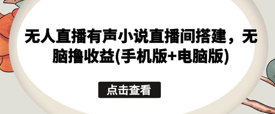 无人直播有声小说直播间搭建，无脑撸收益(手机版+电脑版)-点子口袋网