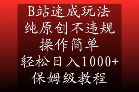 B站速成玩法，纯原创不违规，操作简单，轻松日入1000+，保姆级教程【揭秘】-点子口袋网