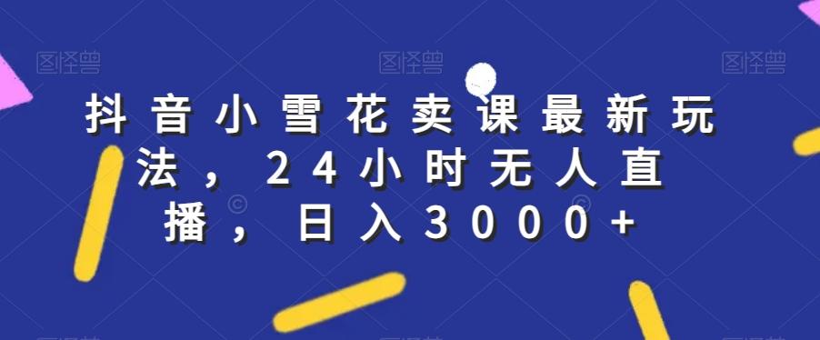 抖音小雪花卖课最新玩法，24小时无人直播，日入3000+【揭秘】-点子口袋网