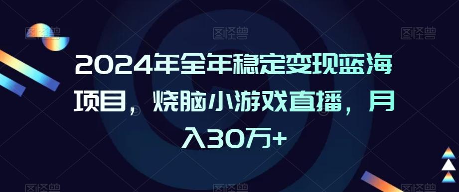 2024年全年稳定变现蓝海项目，烧脑小游戏直播，月入30万+【揭秘】-点子口袋网