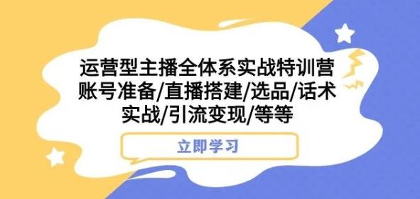 运营型主播全体系实战特训营，账号准备/直播搭建/选品/话术实战/引流变现/等等-点子口袋网